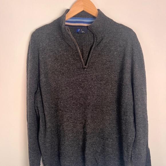 Boden Sweater Mens Gray Wool Large 1/4 Zip Jumper Pullover Wool Blend XL - Picture 1 of 4